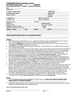 CORNERSTONE Counseling Center New Client Intake Form