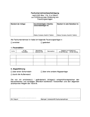 Fachunternehmerbescheinigung for Fire Systems