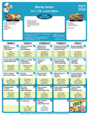 Menu Lunch Elementary - Berne Union Local Schools