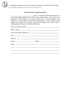 Model Release Form - Tara Redwood School - tararedwoodschool