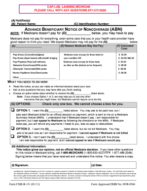 Sample dd - A B NOTICE OF NONCOVERAGE ABN NOTE If Medicare doesnt - caplab