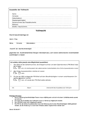 German Power of Attorney for Electronic Residence Permit