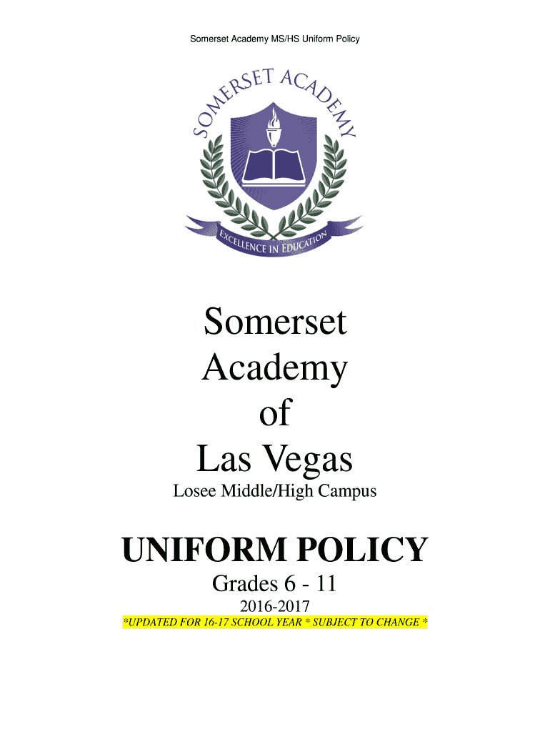 Fillable Online Somerset Academy MS/HS Uniform Policy Somerset Academy