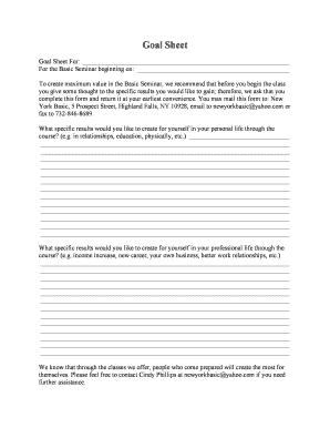 Fillable Online Goal Sheetdoc Fax Email Print - pdfFiller