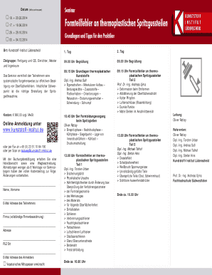 Bitte ankreuzen Seminar Formteilfehler an