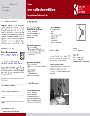 Bitte ankreuzen Seminar Lesen von Materialdatenblttern