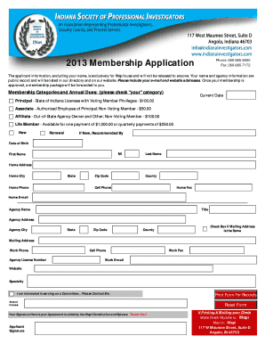 2013 INspi Membership Application - Indiana Society of