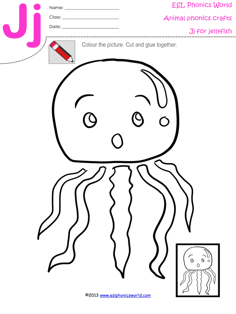 Fillable Online ESL Phonics World Animal phonics crafts Jj for ...