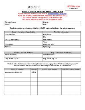 MEDICAL OFFICE PROVIDER ENROLLMENT FORM Please complete and return via email to enrollassist trizetto