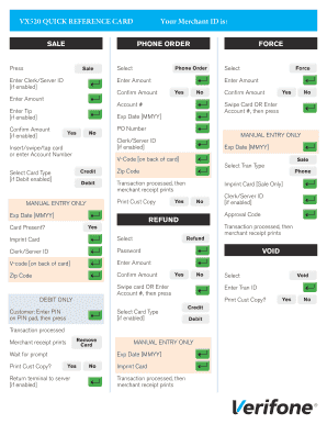 Quick reference card examples - VX520 QUICK REFERENCE CARD