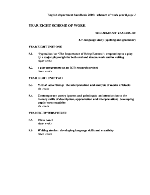 Key Stage 3 Schemes of Work KS3 Year 8 English