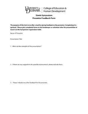 Comment sample classroom observation notes - Steele Symposium Presenter Feedback Form - cehd udel