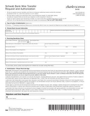 Schwab Bank Wire Transfer Request and Authorization