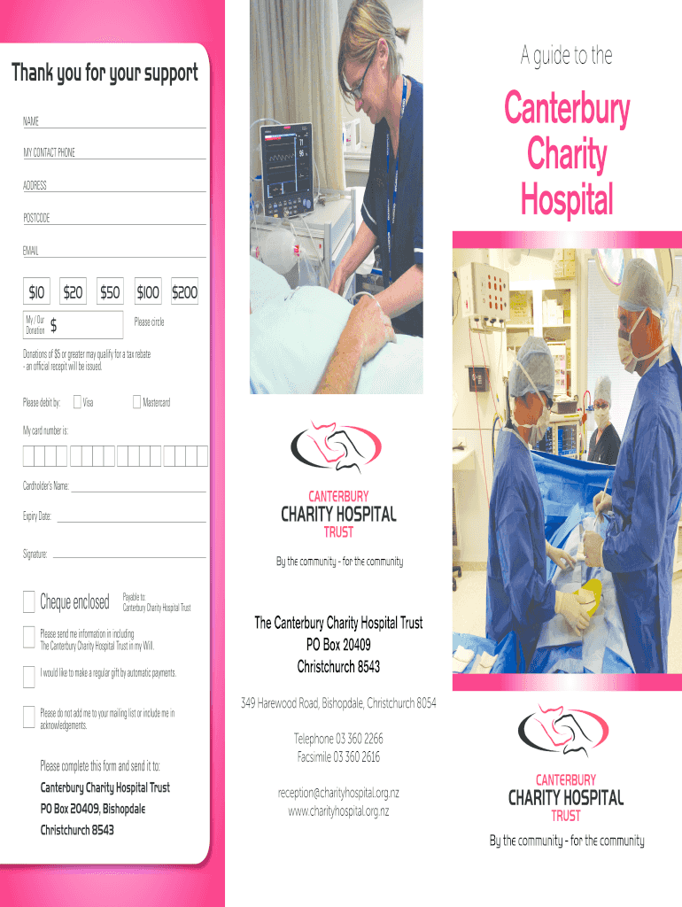 Fillable Online charityhospital org A guide to the Thank you for your