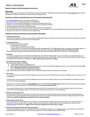 Fillable Online Page 1 Physician Assistant Initial Immunization Record ...