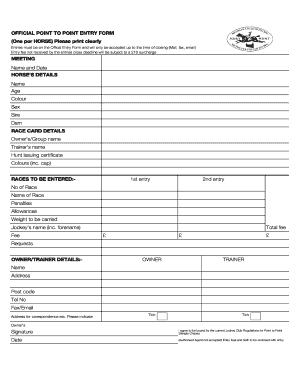 Point to Point Entry Form