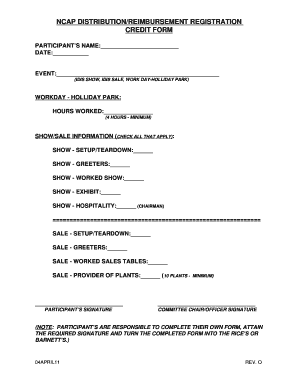 NCAP DISTRIBUTION/REIMBURSEMENT REGISTRATION CREDIT FORM - indianadaylilyirissociety