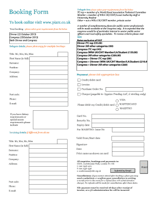 Booking Form - WRA UK - October 2013 - ciht org