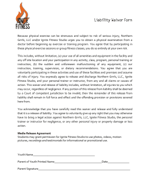 Liability Waiver Form - Ignite Fitness Studio