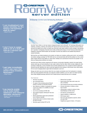 Brochure. RoomView Server Edition is a multi-user resource management program built on Microsoft .NET technology, offering global room scheduling, monitoring, controlling, and reporting of AV resources and environmental systems.