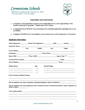 Jnt form - Cornerstone Schools 4888 Browns Bridge Road, Cumming Ga