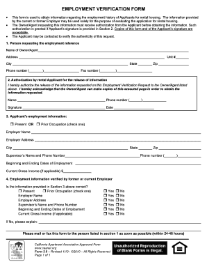 Rental verification form - EMPLOYMENT VERIFICATION FORM - bhillcrestapartmentbbnetb