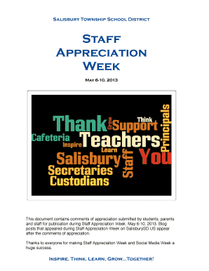 This document contains comments of appreciation submitted by students, parents