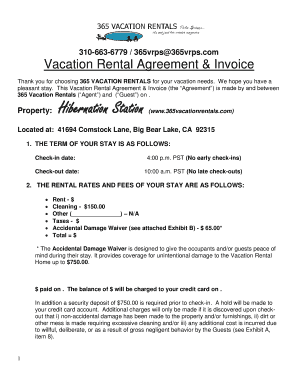 com Vacation Rental Agreement &amp