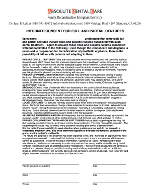 Fillable Online INFORMED CONSENT FOR FULL AND PARTIAL DENTURES Fax ...