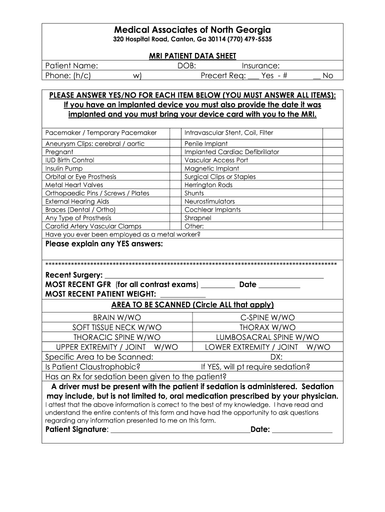 Fillable Online Medical Associates of North Fax Email Print pdfFiller