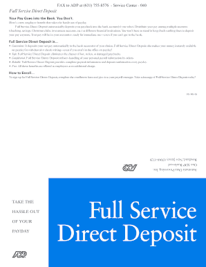 Direct deposit form example filled out - FAX to ADP at (631) 755-8576 - Service Center - 040