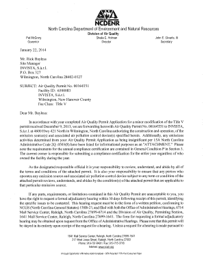 Form 137 sample - Rick Bayless Site Manager INVISTA, S - xapps ncdenr