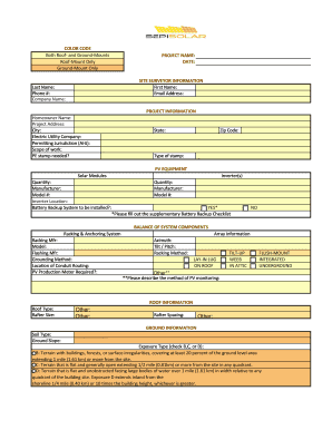 COLOR CODE PROJECT NAME: DATE: SITE SURVEYOR INFORMATION