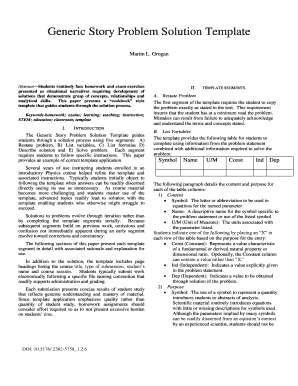Fillable Online Generic Story Problem Solution Template Fax Email Print ...