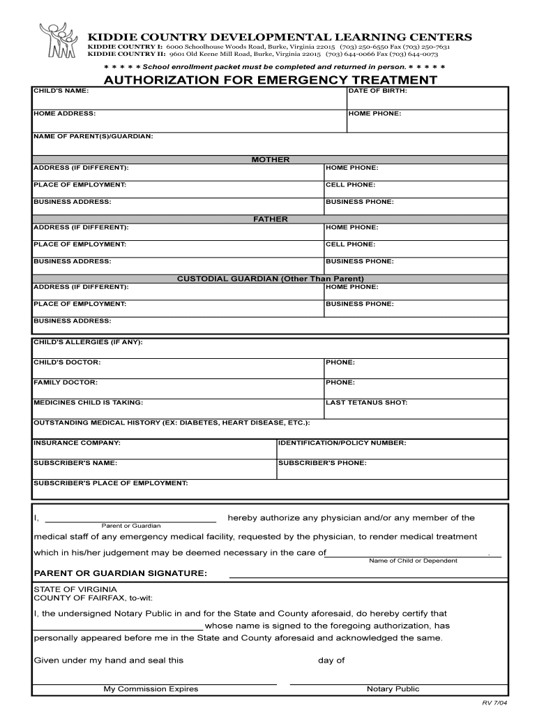 Fillable Online KIDDIE COUNTRY DEVELOPMENTAL LEARNING CENTERS Fax Email