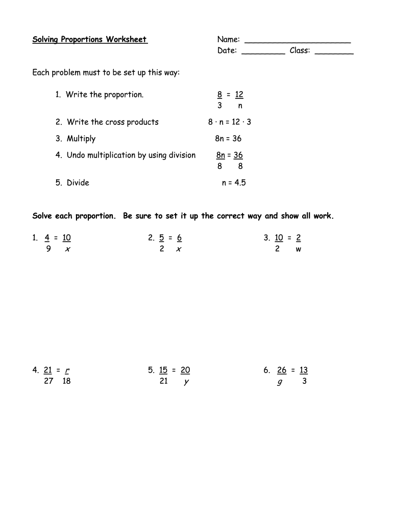 Solving Proportions Worksheet Answers