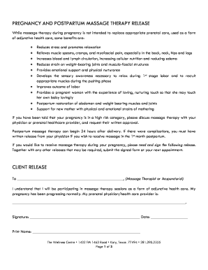 Pregnancy and Postpartum Massage Therapy Release