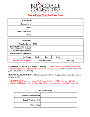 Group Tour Booking Form - Brogdale Collections - brogdalecollections