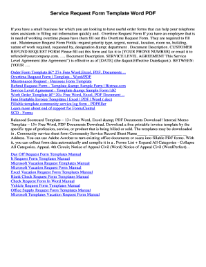 Service Request Form Template Word PDF