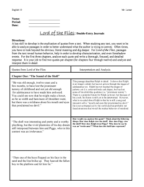 lord of the flies double entry journal