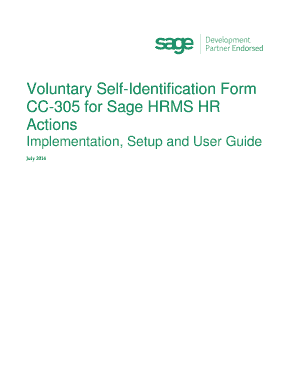Fillable Online Voluntary Self-Identification Form CC-305 for Sage HRMS ...