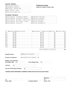 Proforma invoice for customs purposes only - Exporter / Shipper: Proforma Invoice - mefo-hagen.de