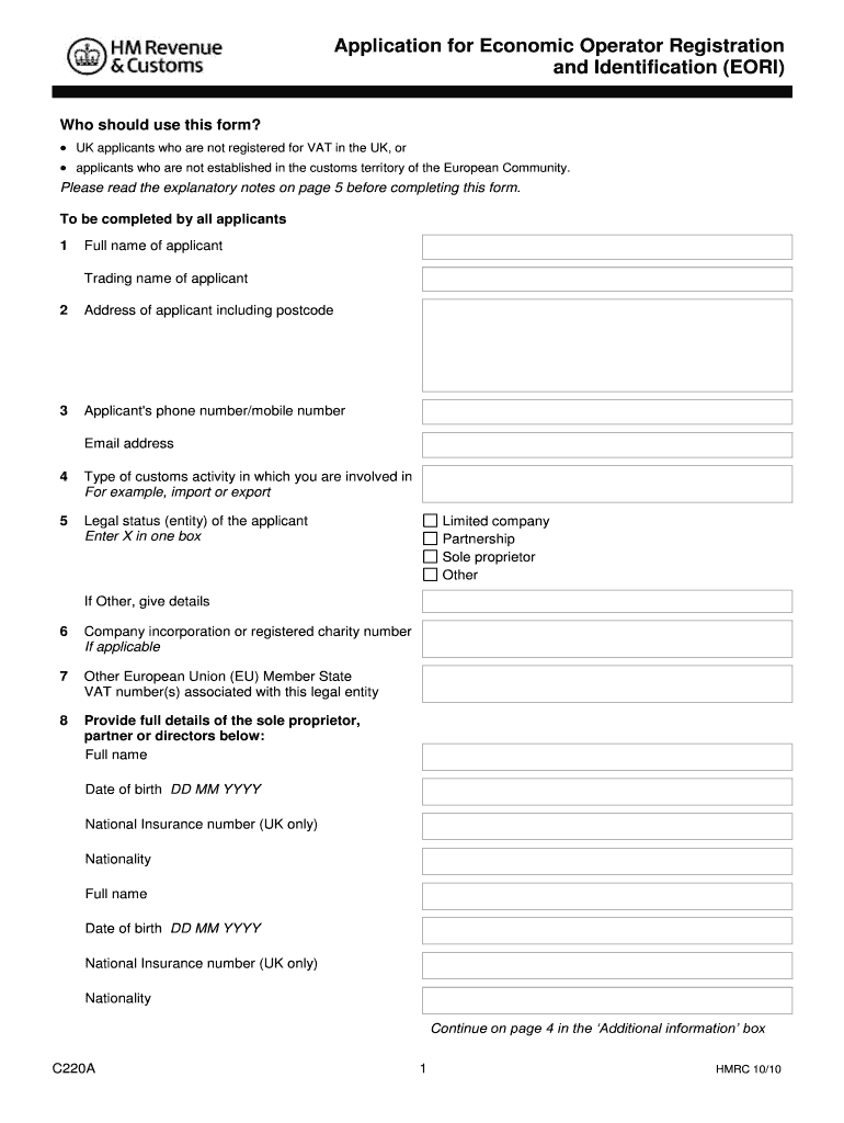 Fillable Online Application for Economic Operator Registration and ...
