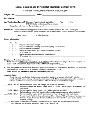 Fillable Online Dental Cleaning and Periodontal Treatment Consent Form ...