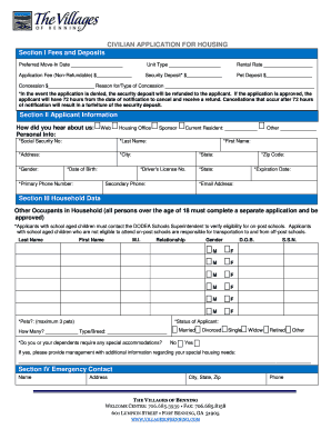 CIVILIAN APPLICATION FOR HOUSING