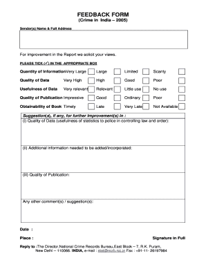 Feedback Form - scrbwb.gov.in - scrbwb gov