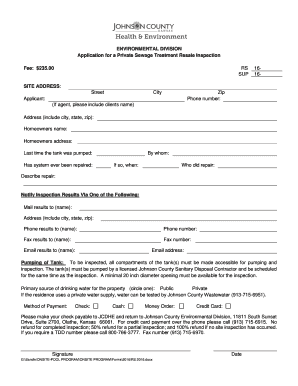 Dama discharge format - ENVIRONMENTAL DIVISION Application for a Private Sewage Treatment Resale Inspection Fee: $235 - jocogov