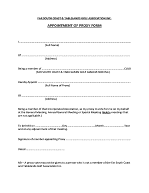 Proxy form template incorporated association Proxy form template incorporated association