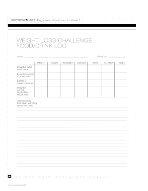 Fillable Online FOOD/DRINK LOG Fax Email Print - pdfFiller