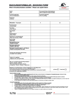 BUCHUNGSFORMULAR / BOOKING FORM - Hamburg Sd - hamburgsued-frachtschiffreisen